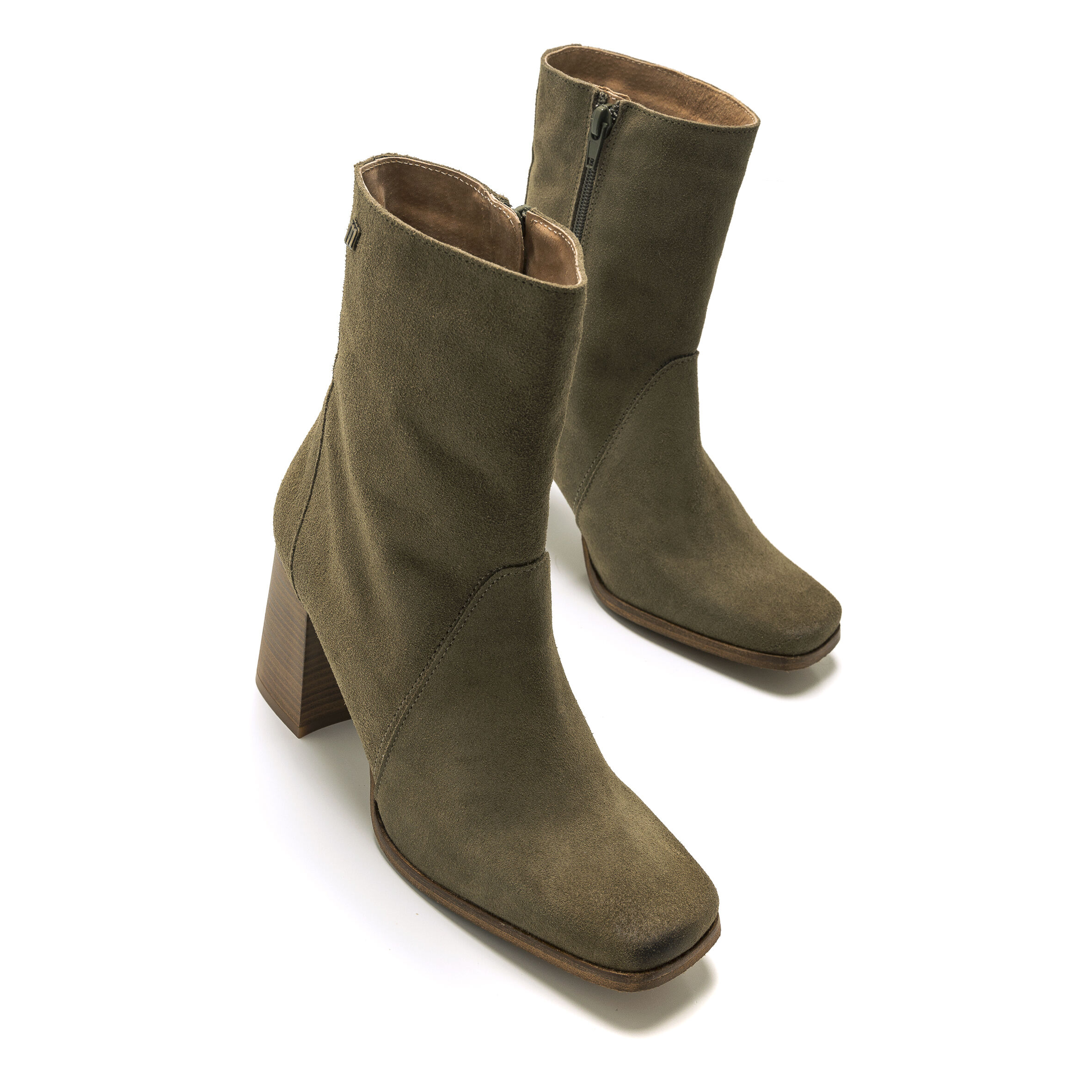 Botines top tacon madera